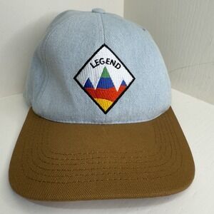 Legend Headwear Adjustable Multicolor Hat Leather‎ Strap Brown Blue Made In USA